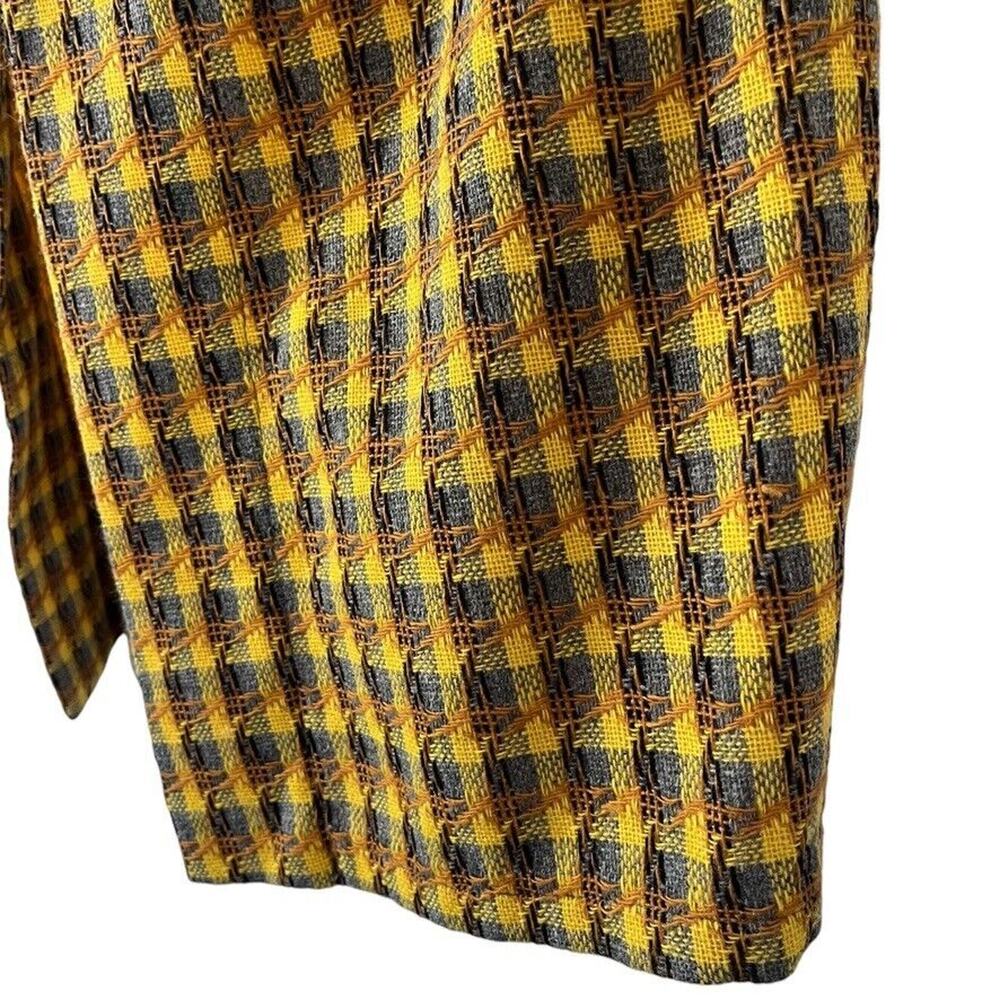 Womens Yellow Gray Tweed Plaid Open Style Vest Vintage Sleeveless Jacket sz M - Picture 11 of 16